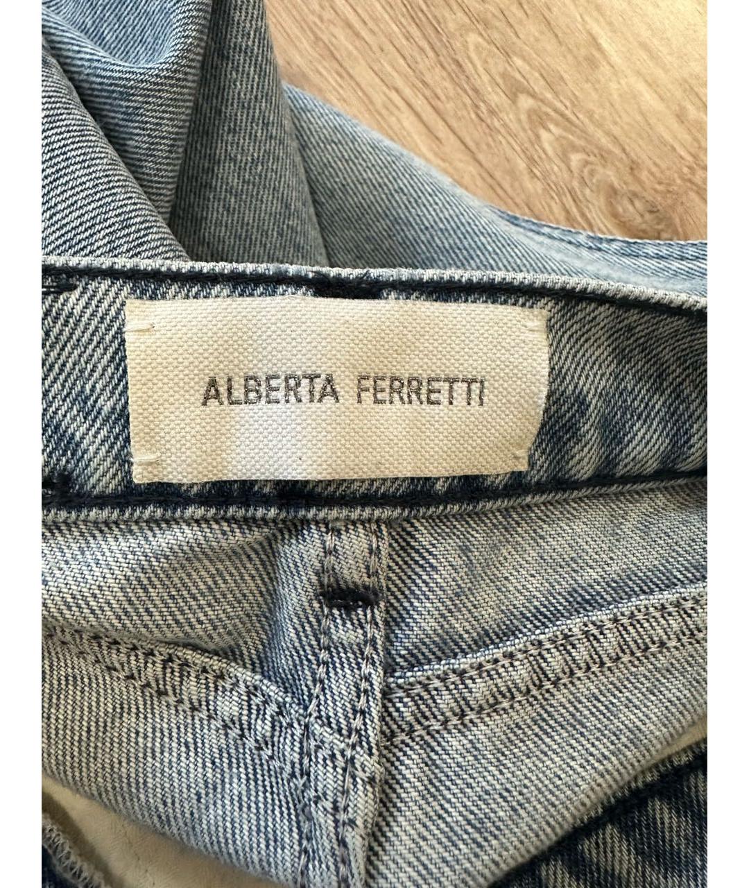 ALBERTA FERRETTI Голубые хлопковые прямые джинсы, фото 3