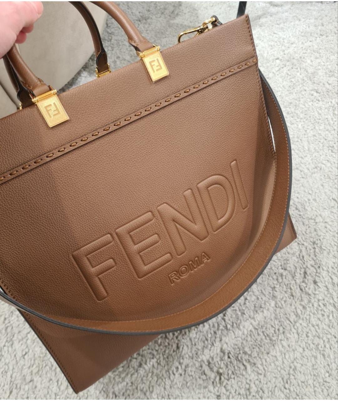 FENDI Коричневая кожаная сумка тоут, фото 4