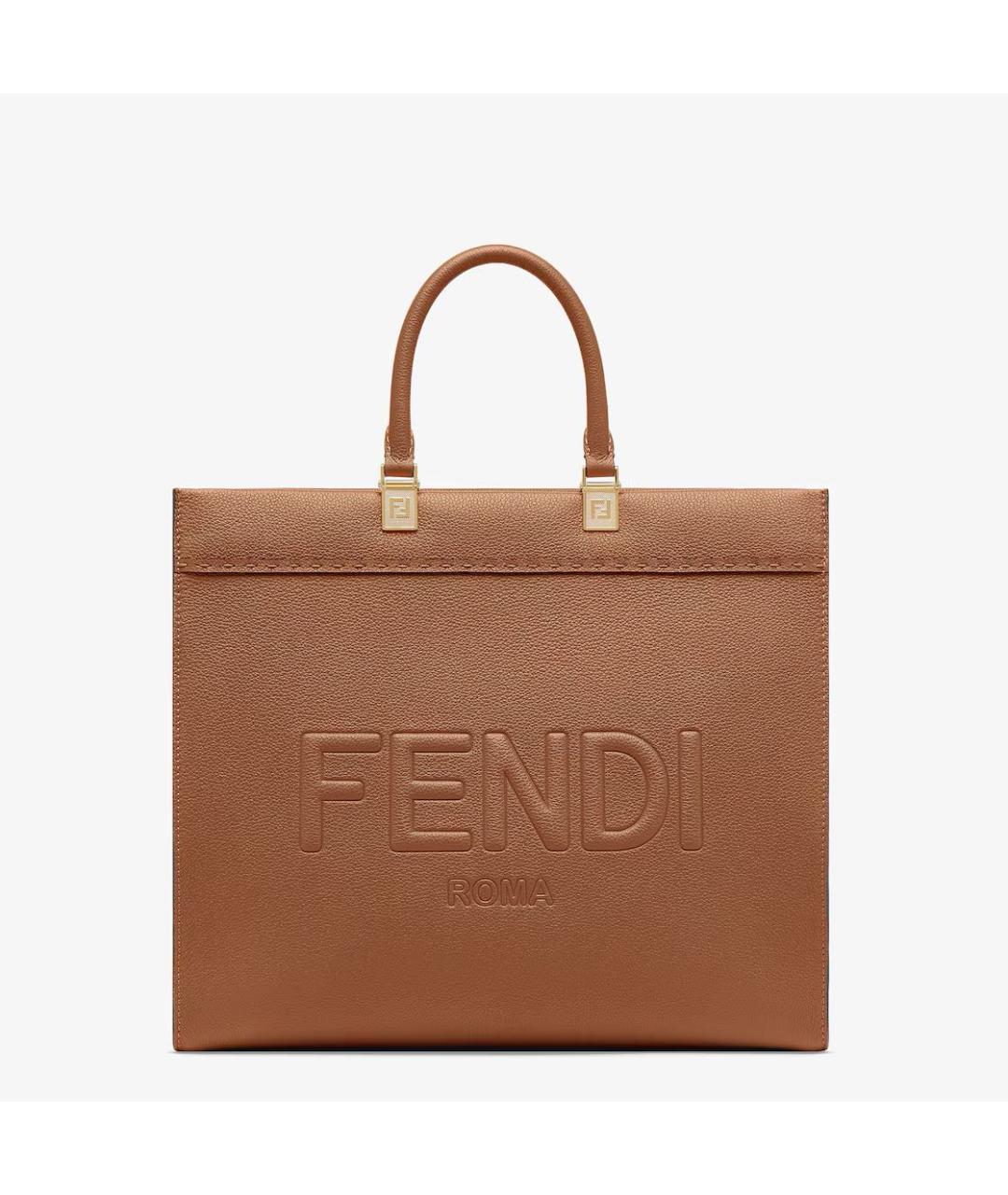 FENDI Коричневая кожаная сумка тоут, фото 9