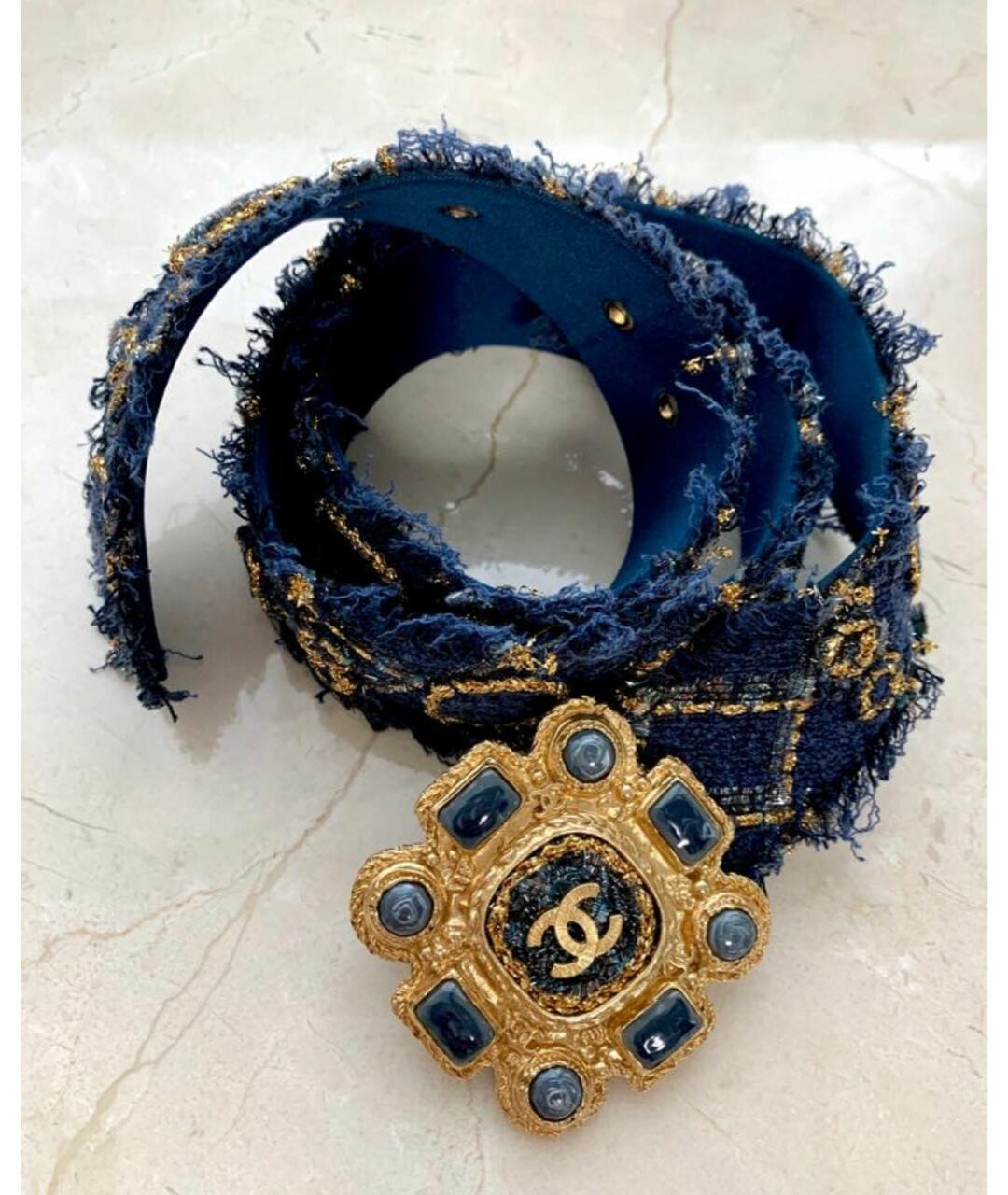 CHANEL Темно-синий ремень, фото 5