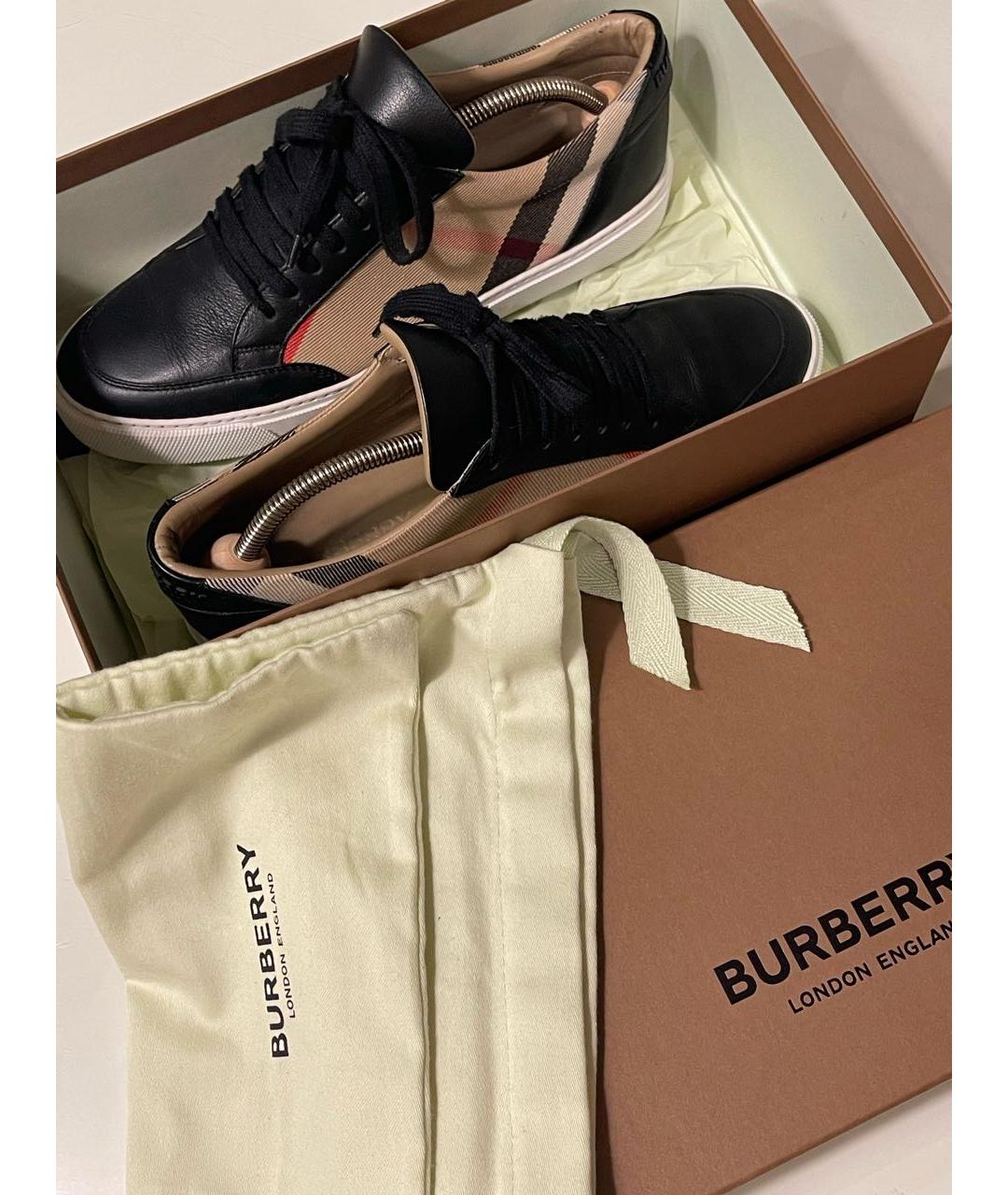 BURBERRY Бежевые кожаные кеды, фото 3