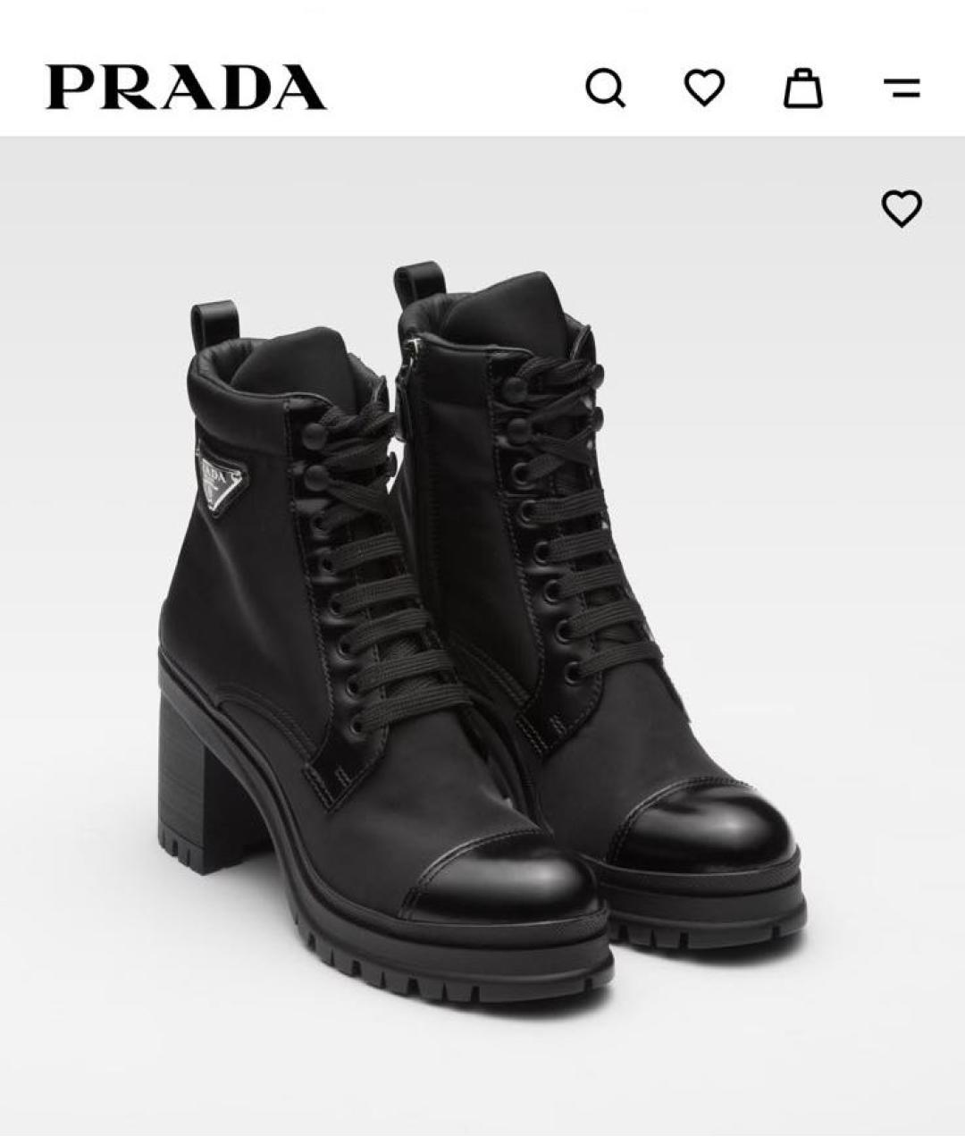 PRADA Черные кожаные ботинки, фото 2