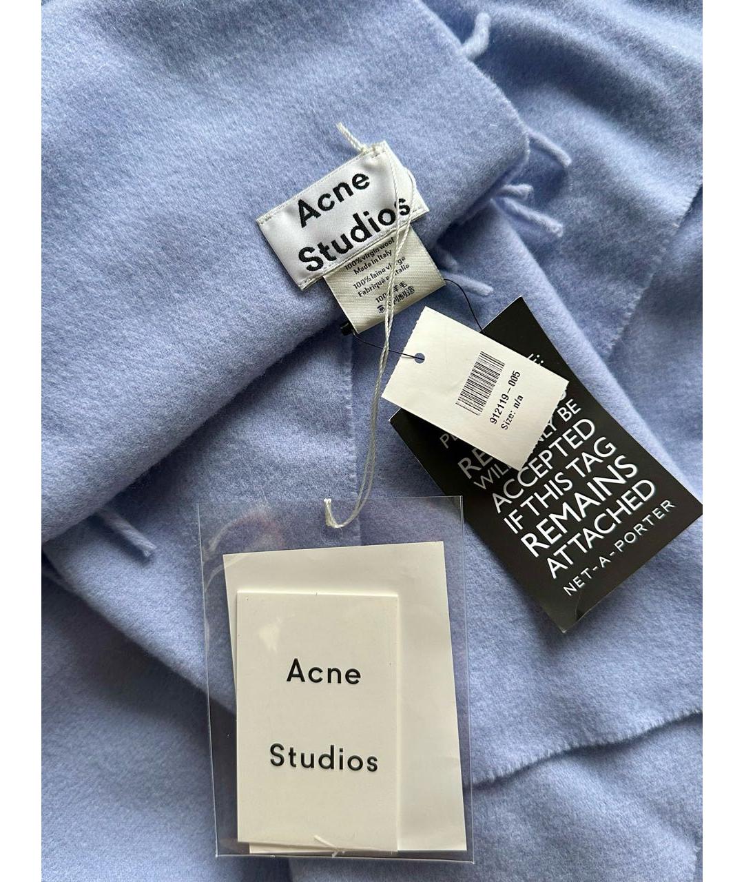 ACNE STUDIOS Голубой шерстяной шарф, фото 3