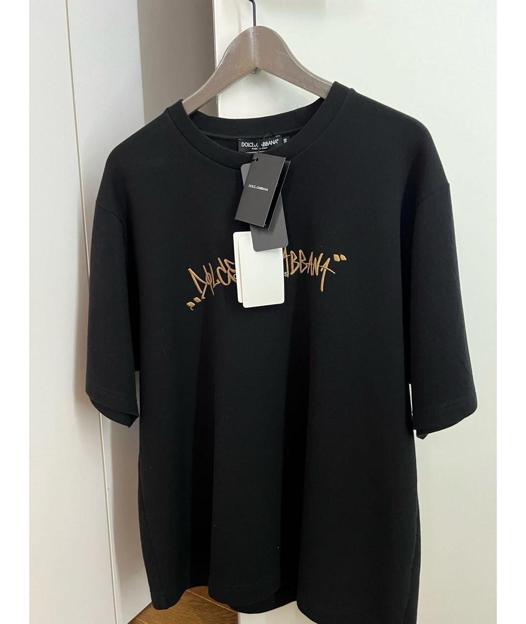 DOLCE&GABBANA Черная хлопковая футболка, фото 3