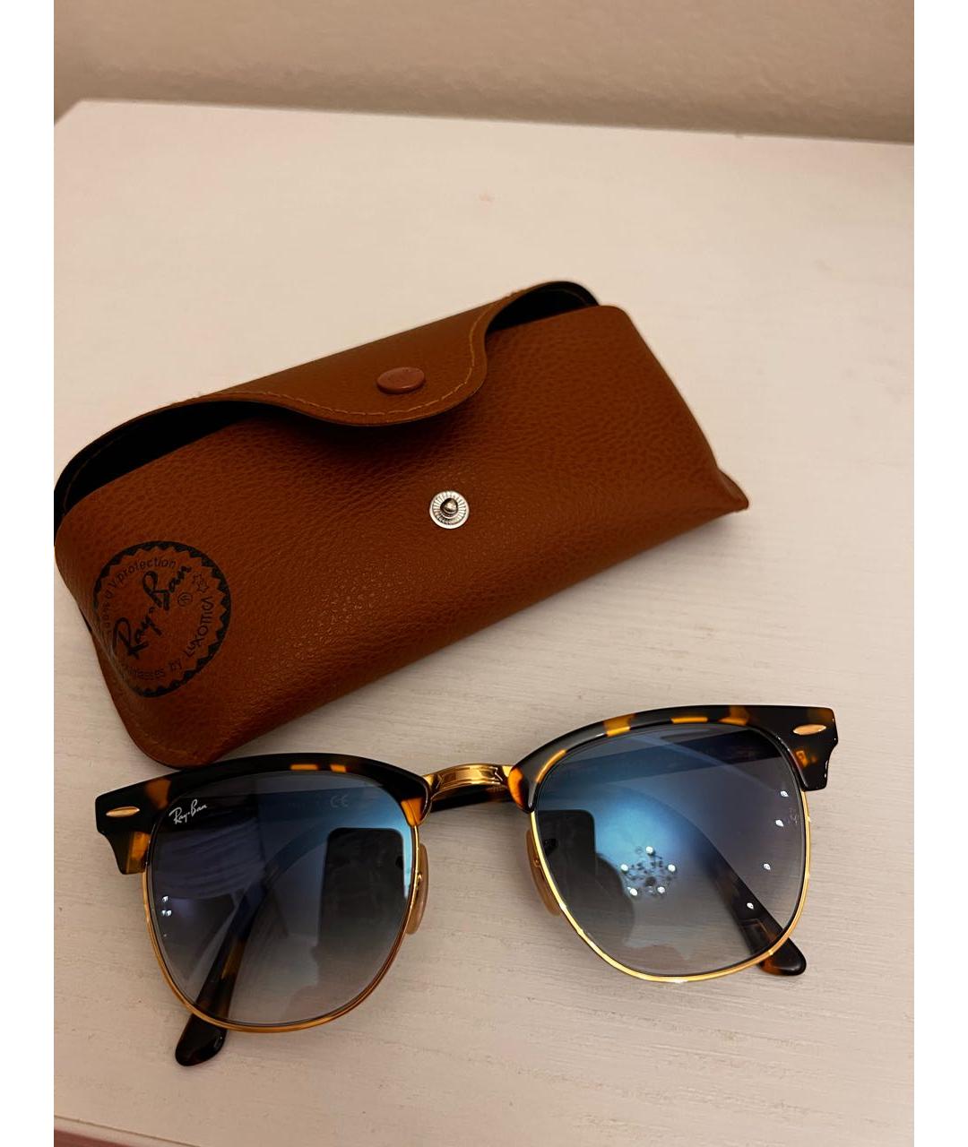 RAY BAN Коричневые пластиковые солнцезащитные очки, фото 4