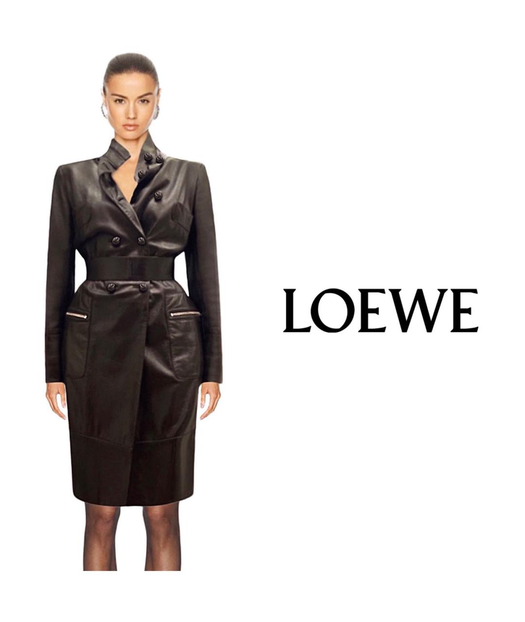 LOEWE Черное кожаное пальто, фото 2