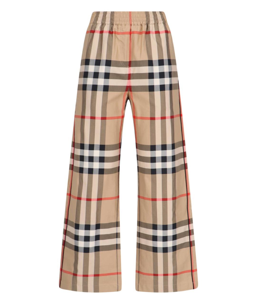 BURBERRY Бежевые хлопковые брюки широкие, фото 1