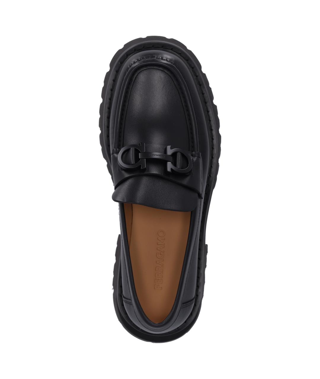 FERRAGAMO Черные кожаные лоферы, фото 5