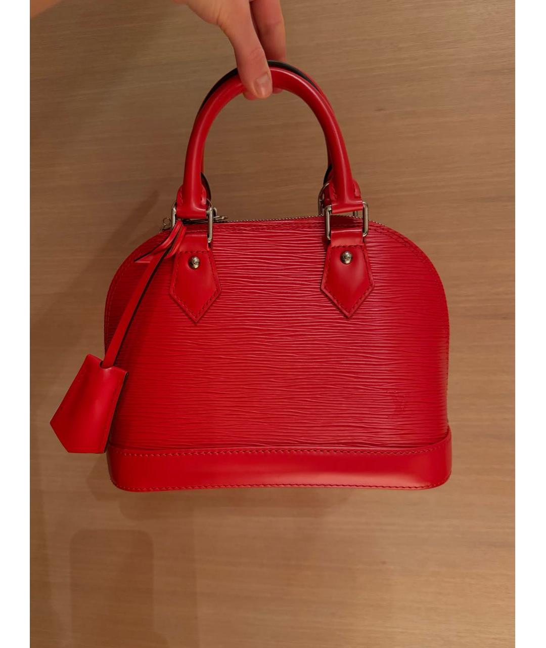 LOUIS VUITTON Красная кожаная сумка с короткими ручками, фото 4