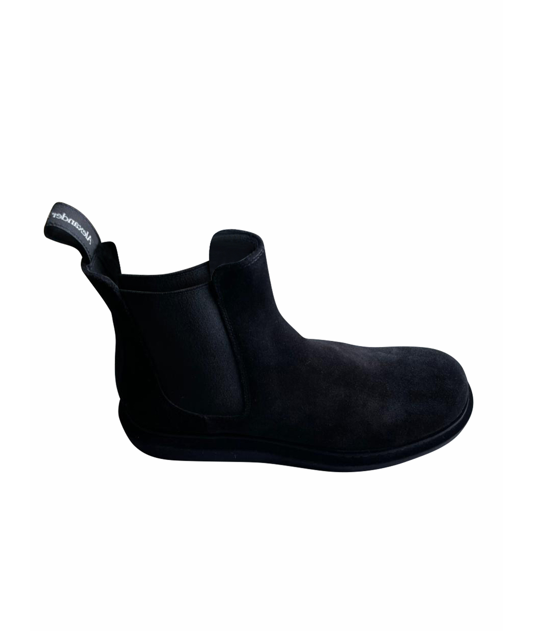 ALEXANDER MCQUEEN Черные бархатные высокие ботинки, фото 1