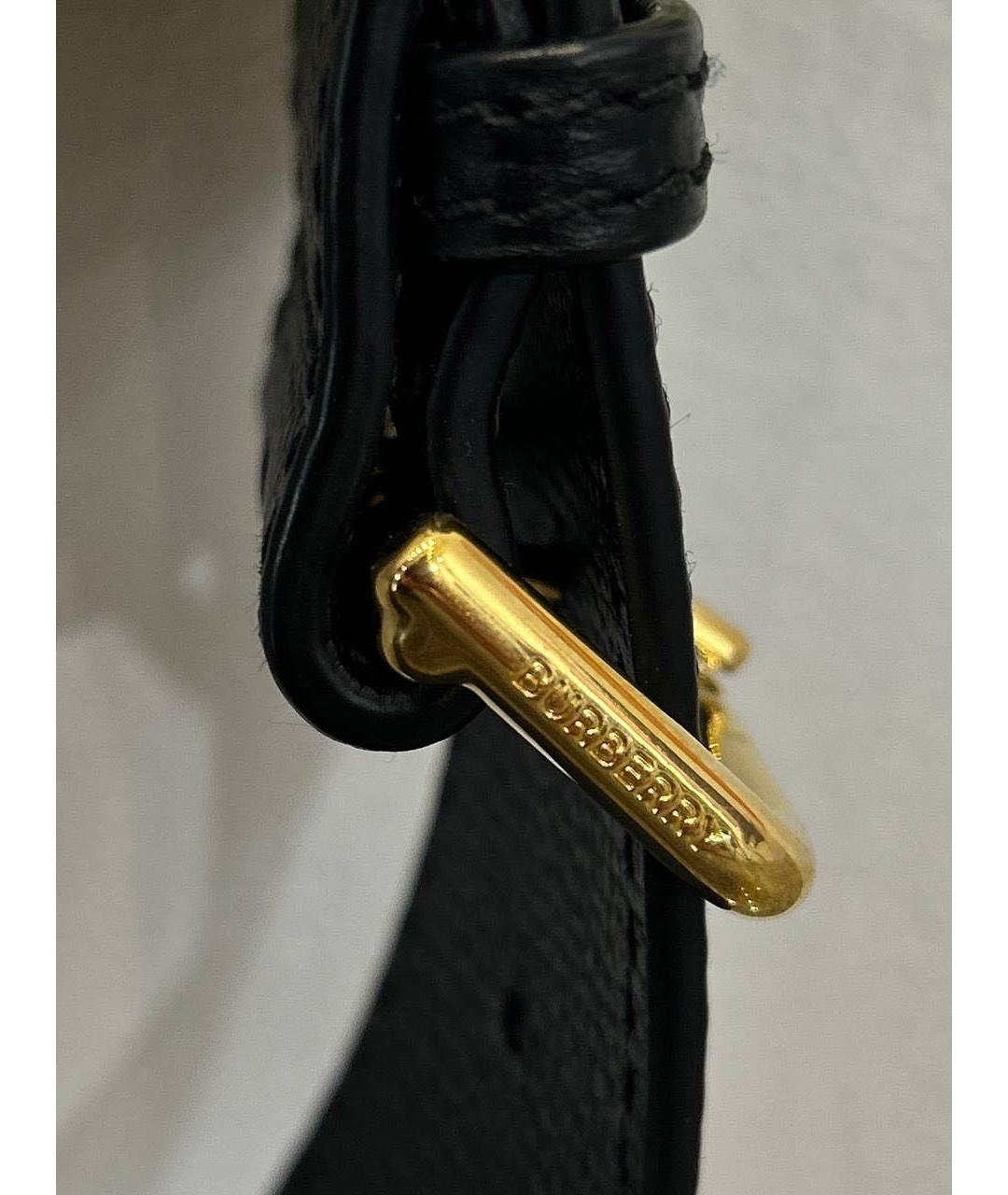 BURBERRY Черная кожаная сумка с короткими ручками, фото 3