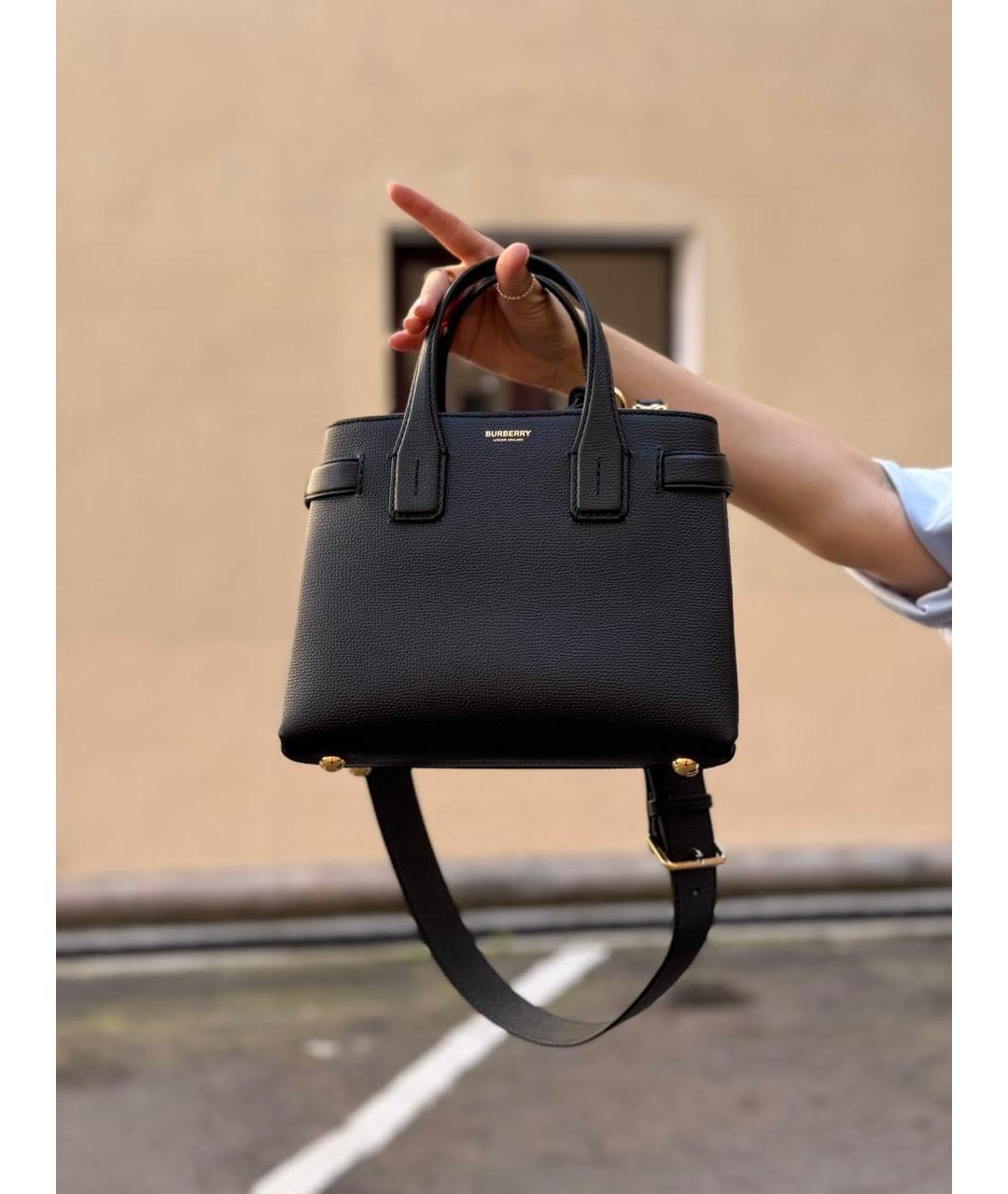 BURBERRY Черная кожаная сумка с короткими ручками, фото 8