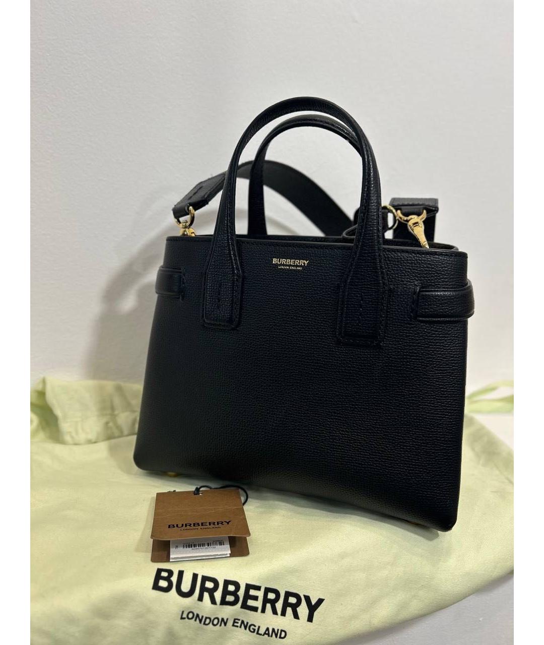 BURBERRY Черная кожаная сумка с короткими ручками, фото 9