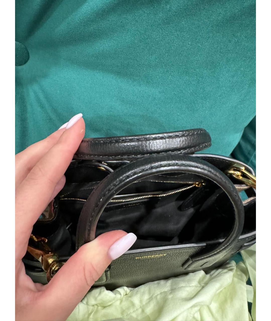 BURBERRY Черная кожаная сумка с короткими ручками, фото 7