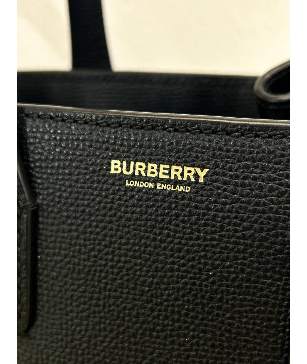 BURBERRY Черная кожаная сумка с короткими ручками, фото 2