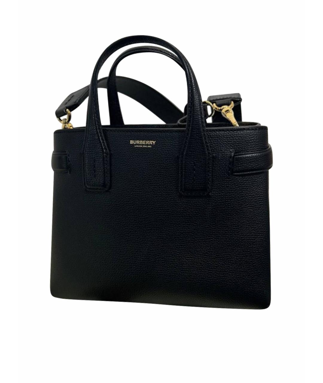 BURBERRY Черная кожаная сумка с короткими ручками, фото 1