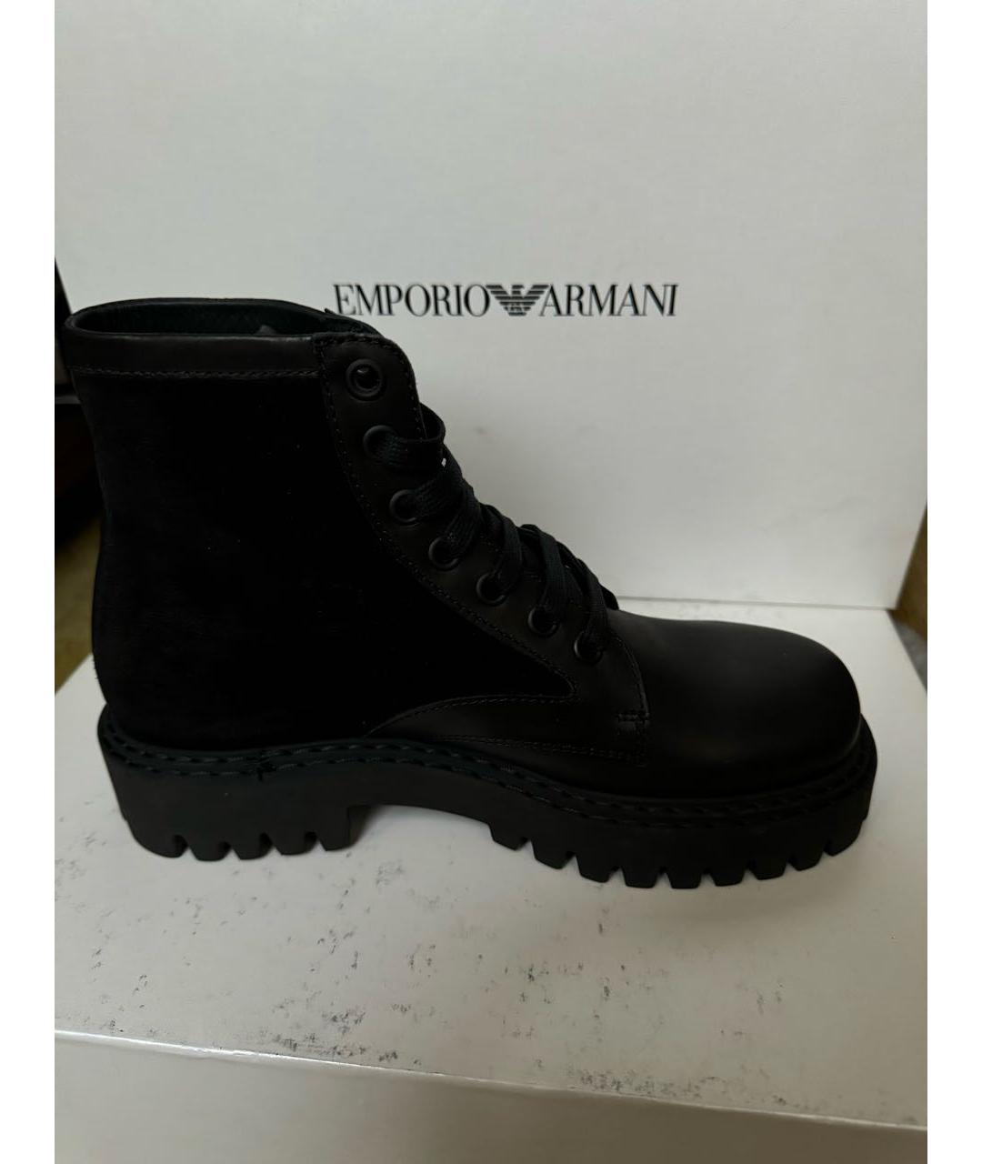 EMPORIO ARMANI Черные кожаные высокие ботинки, фото 3