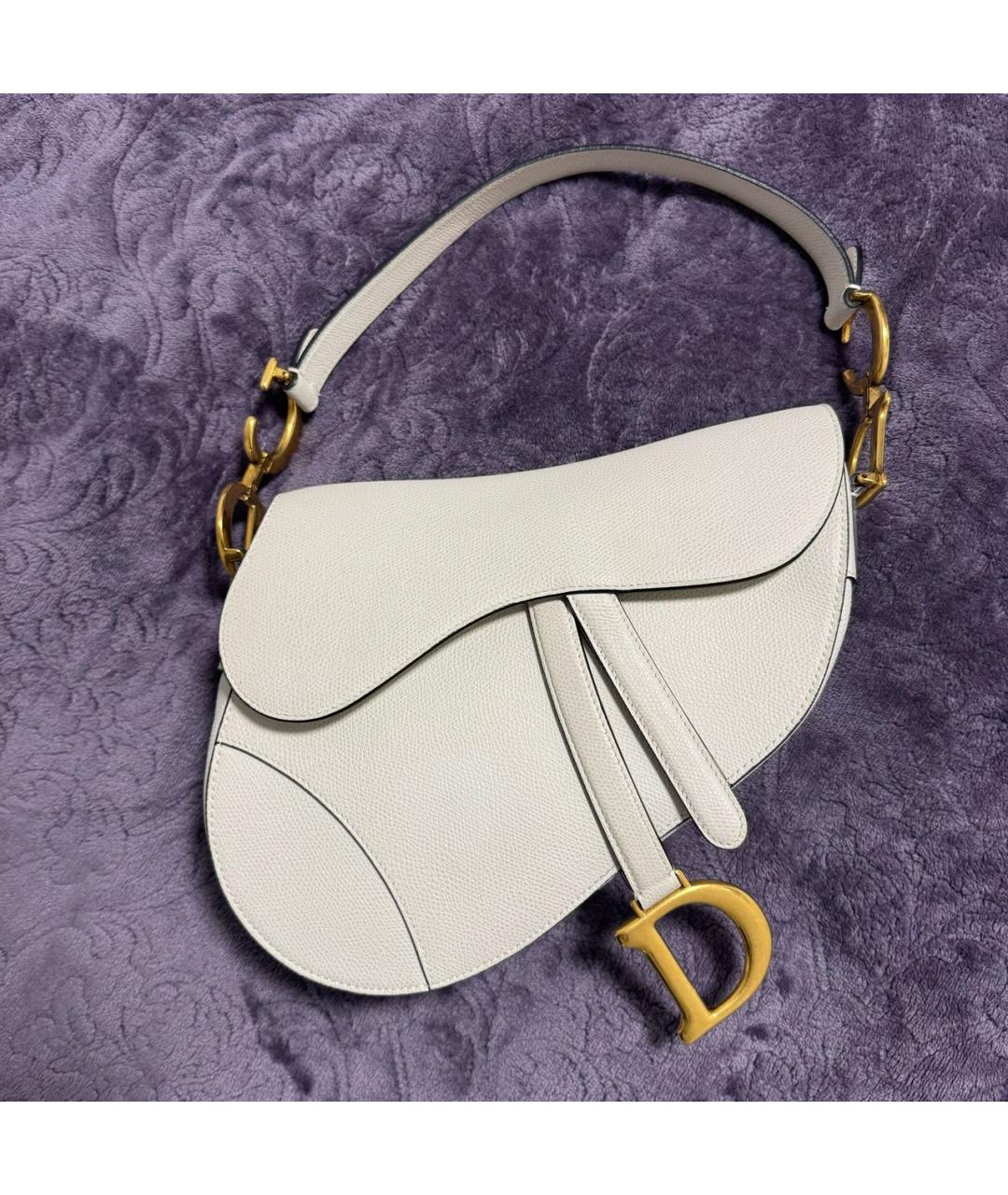 CHRISTIAN DIOR Белая кожаная сумка с короткими ручками, фото 3