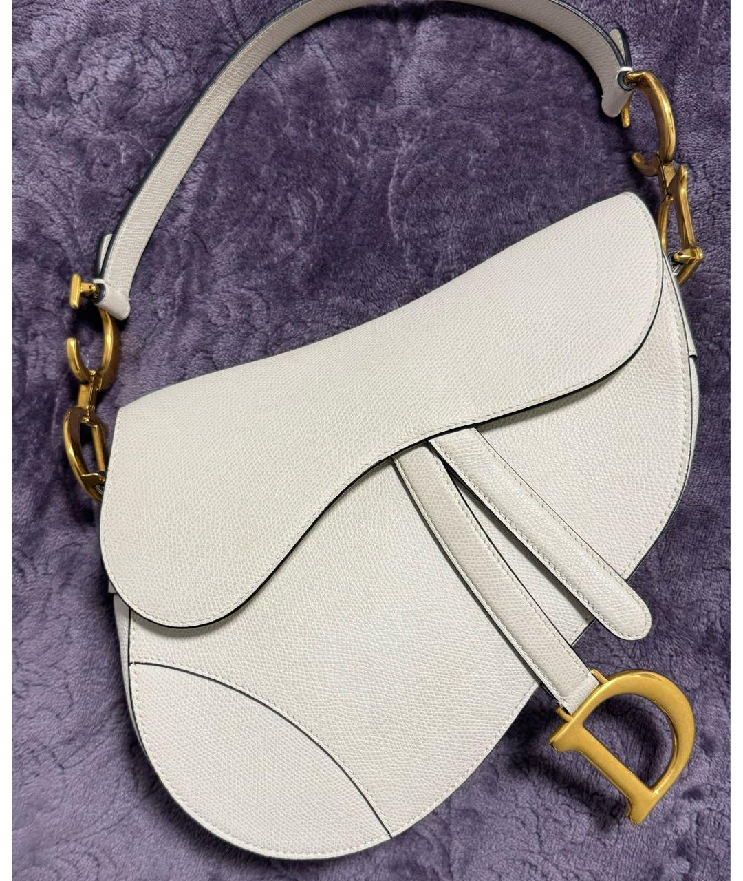 CHRISTIAN DIOR Белая кожаная сумка с короткими ручками, фото 2