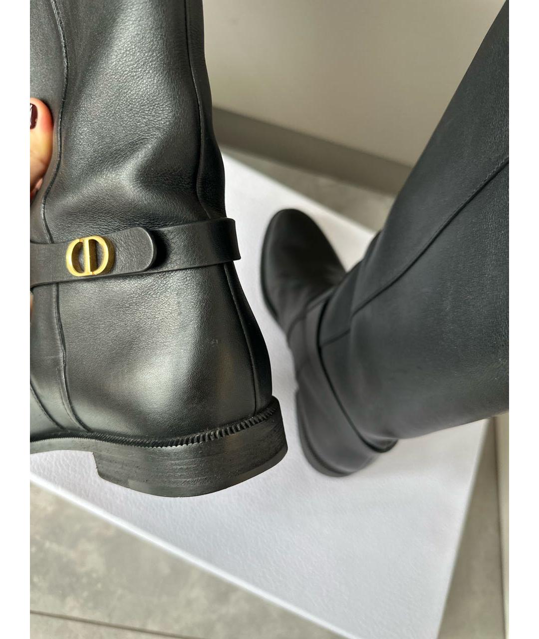 CHRISTIAN DIOR Черные кожаные сапоги, фото 7