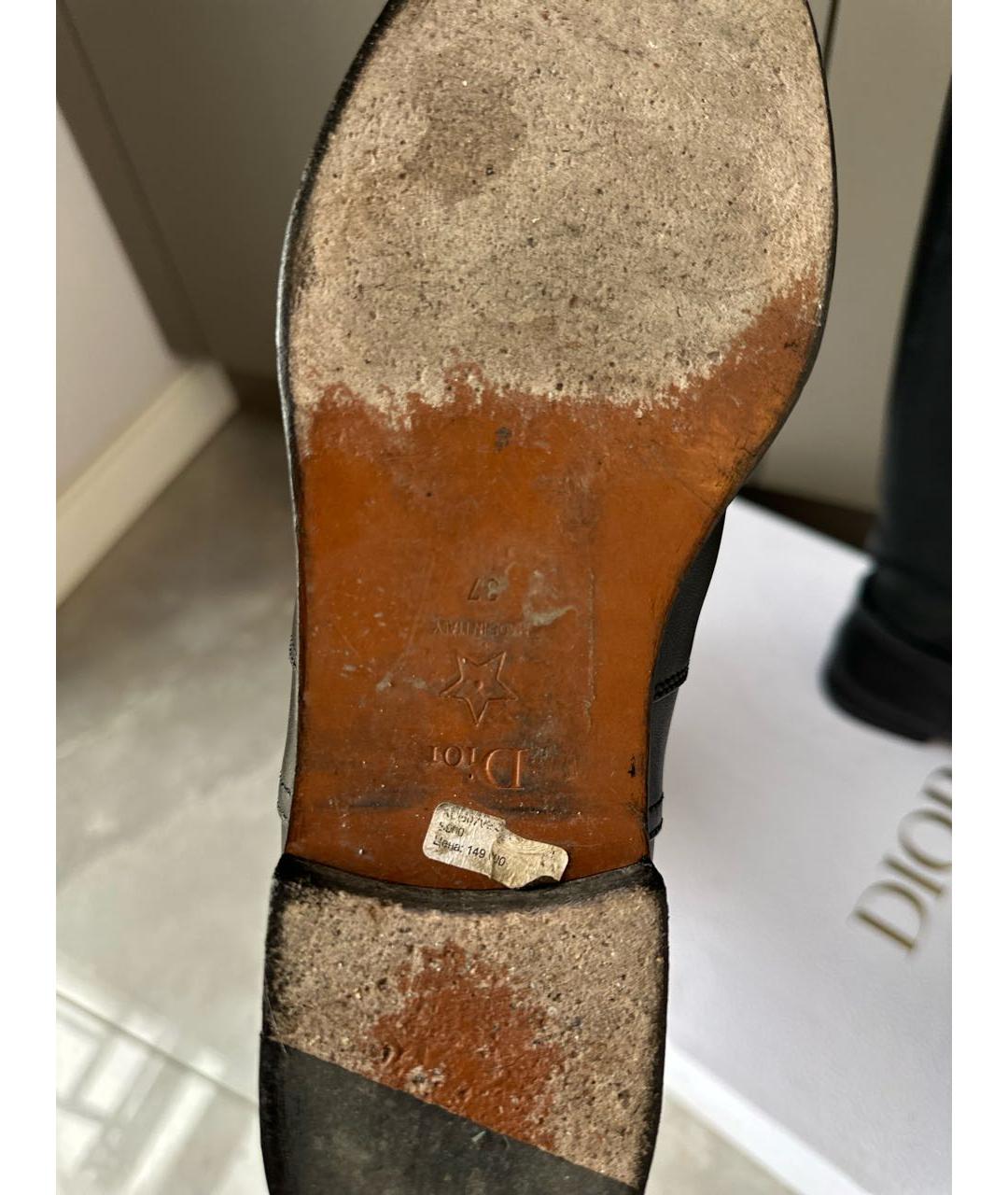 CHRISTIAN DIOR Черные кожаные сапоги, фото 3