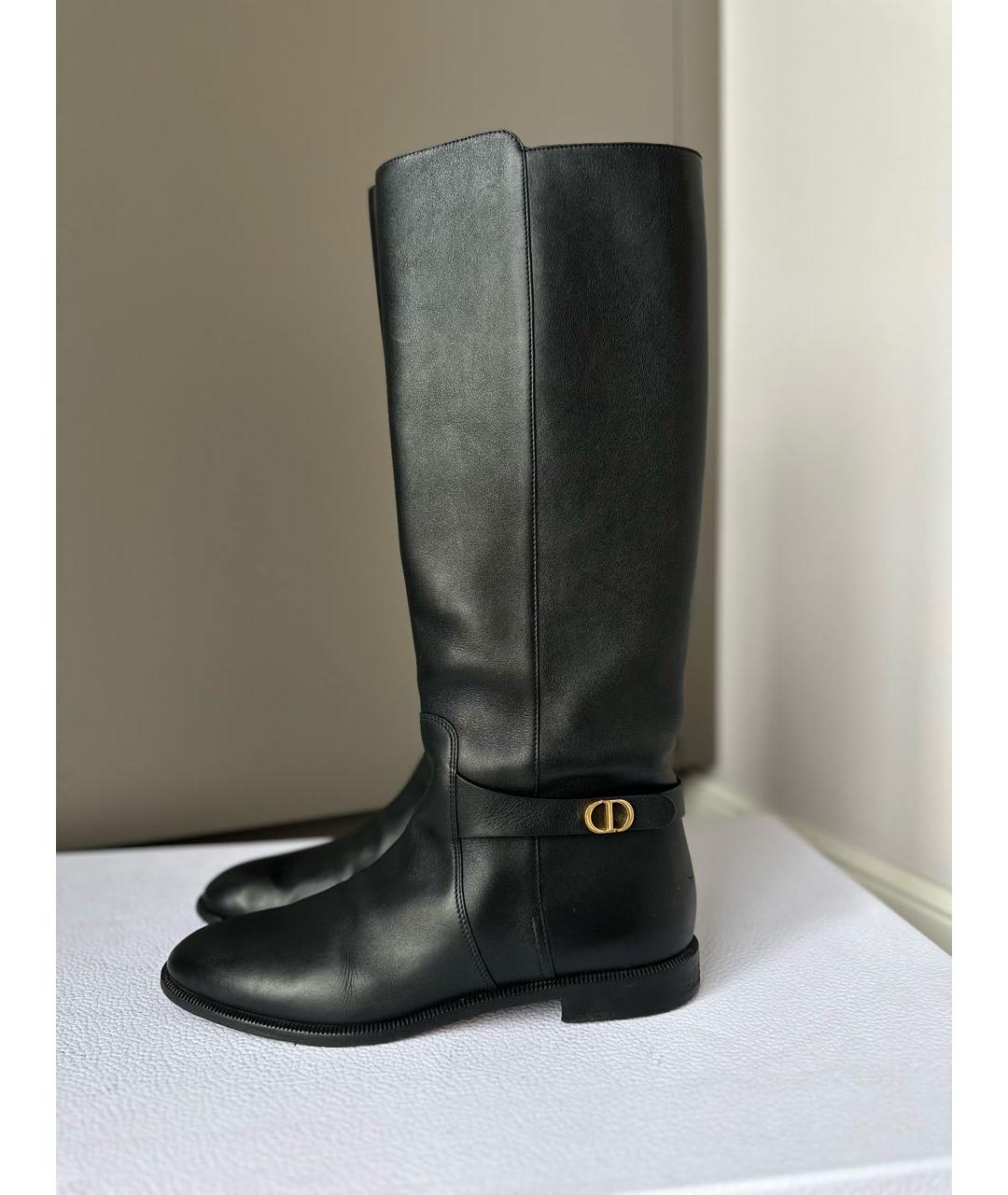 CHRISTIAN DIOR Черные кожаные сапоги, фото 5