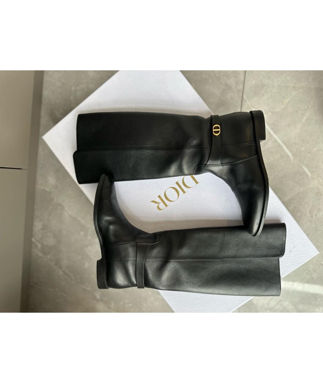 CHRISTIAN DIOR Черные кожаные сапоги, фото 8