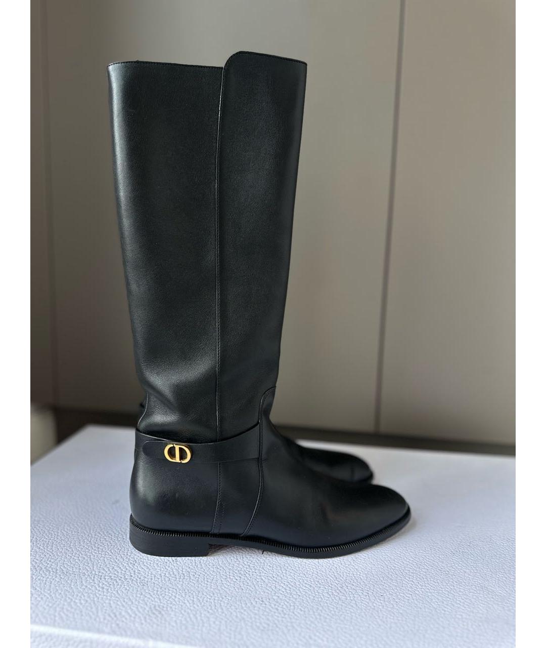 CHRISTIAN DIOR Черные кожаные сапоги, фото 2
