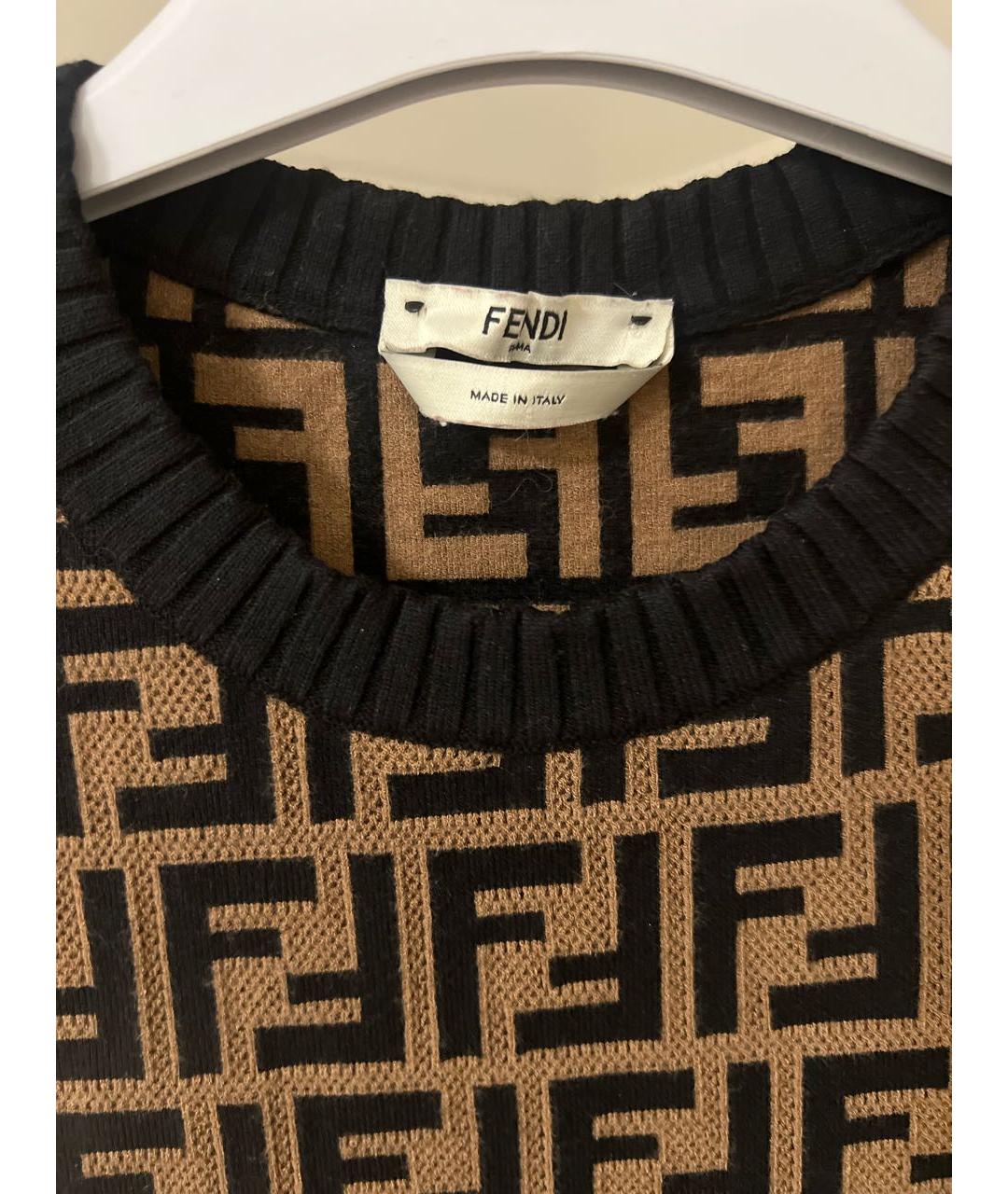 FENDI Коричневое вискозное повседневное платье, фото 3