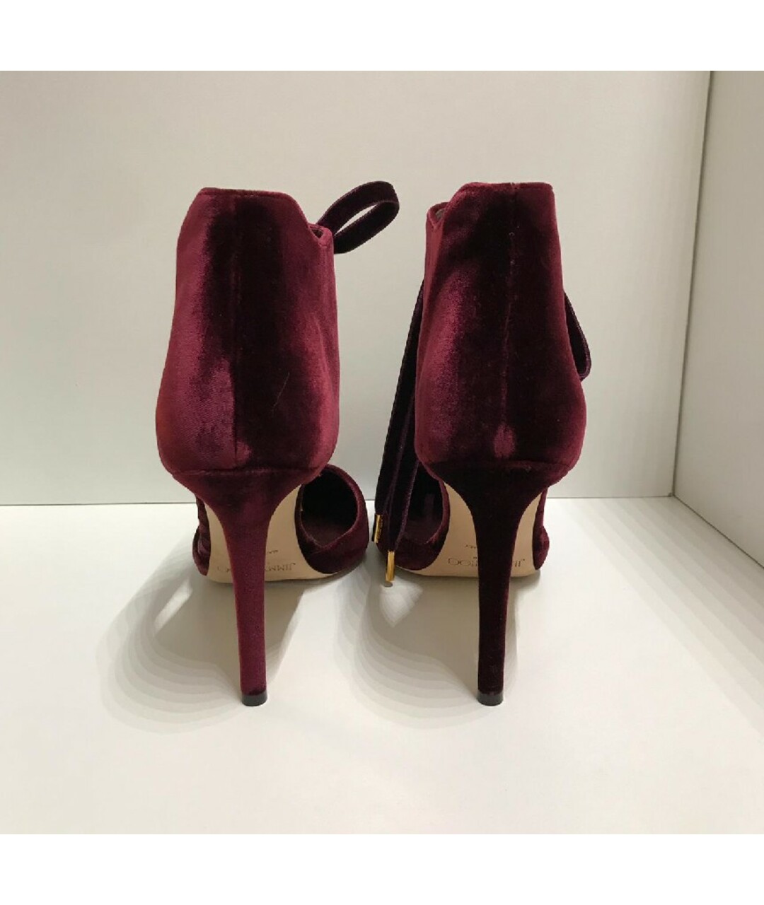 JIMMY CHOO Бордовые бархатные туфли, фото 4