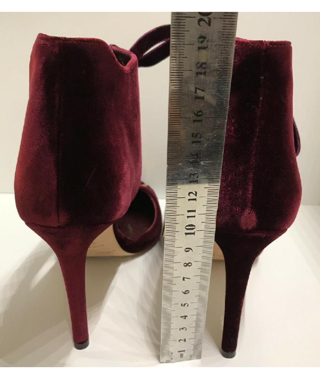 JIMMY CHOO Бордовые бархатные туфли, фото 8