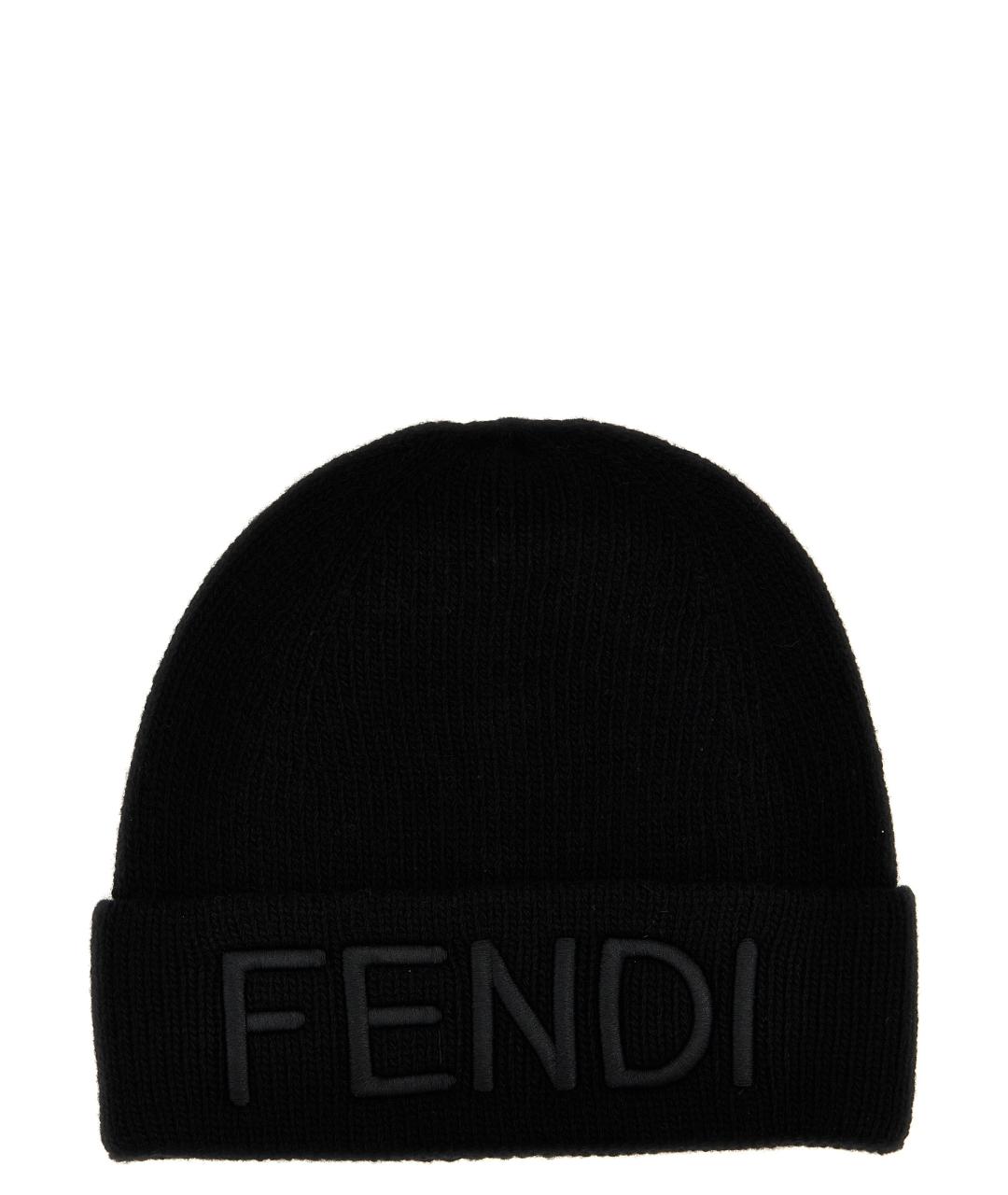 FENDI Черная шерстяная шапка, фото 1