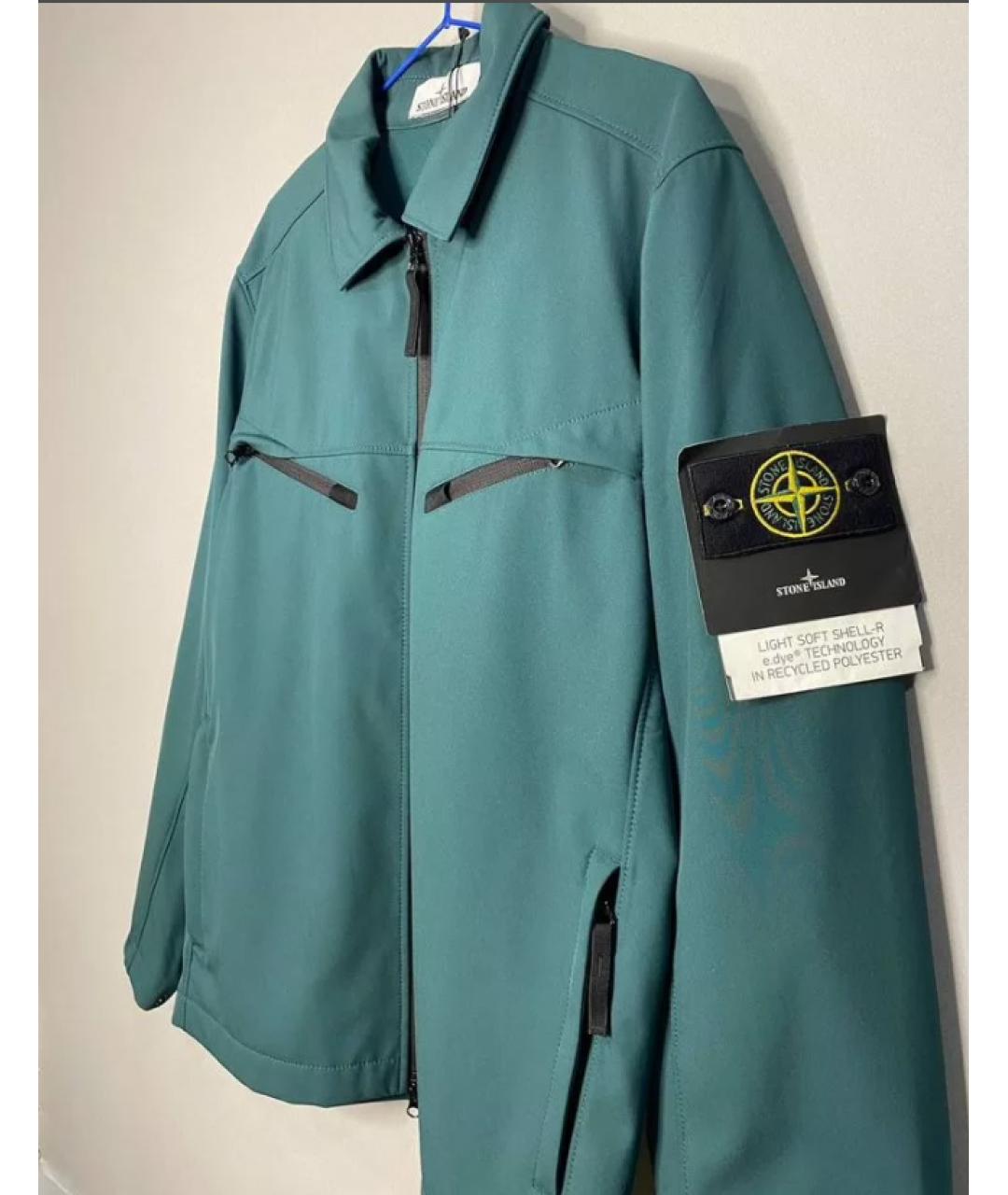 STONE ISLAND Бирюзовая полиуретановая куртка, фото 2