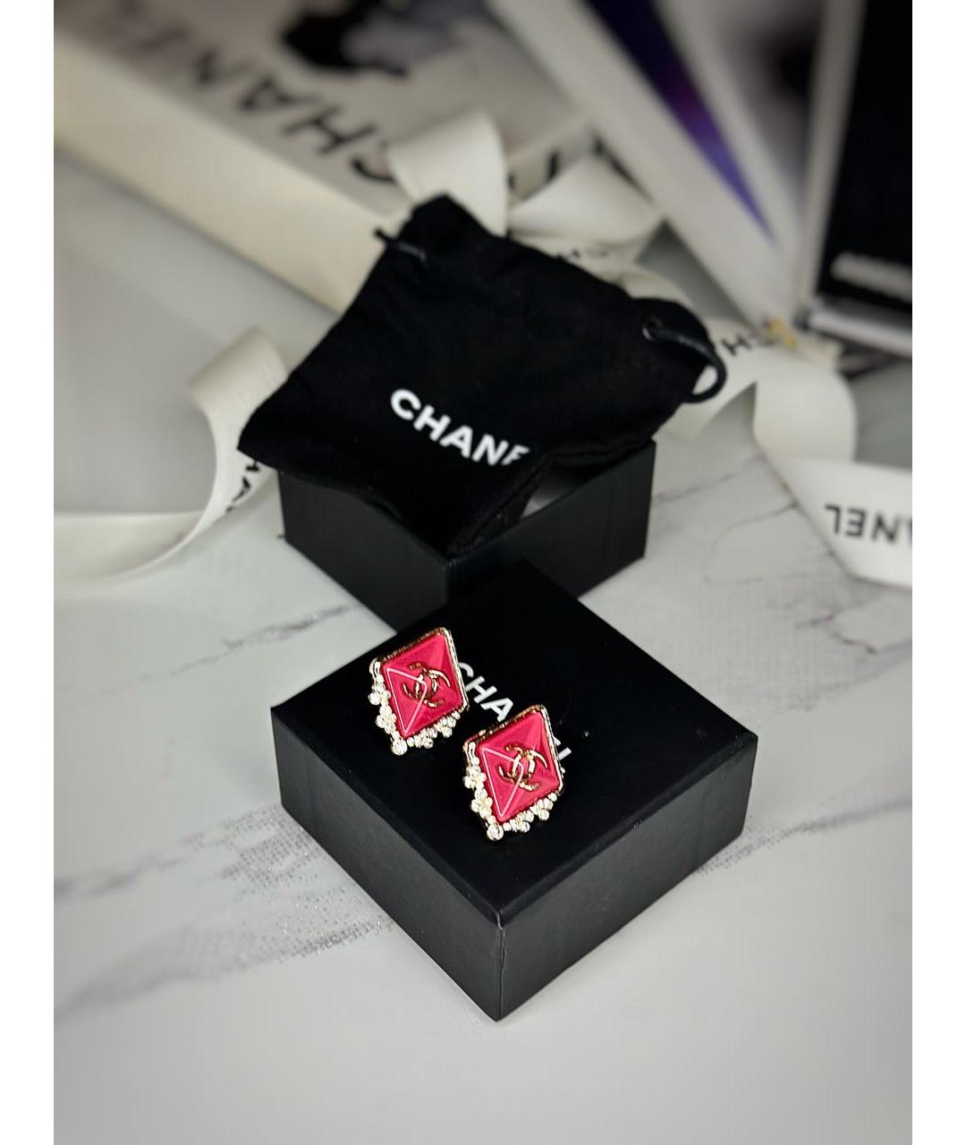 CHANEL Коралловые металлические серьги, фото 2