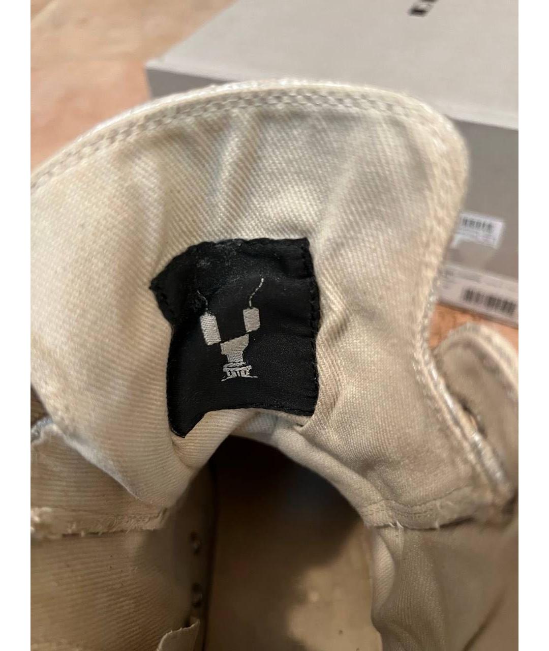 RICK OWENS DRKSHDW Серебряные текстильные высокие кроссовки / кеды, фото 6