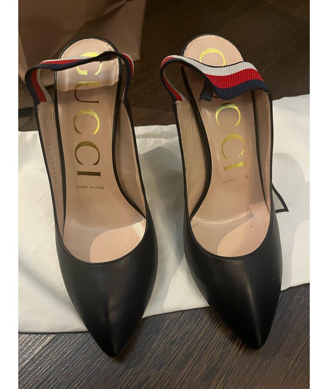 GUCCI Черные кожаные туфли, фото 2