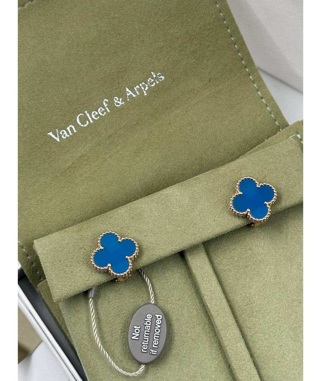 VAN CLEEF & ARPELS Синие серьги из желтого золота, фото 2