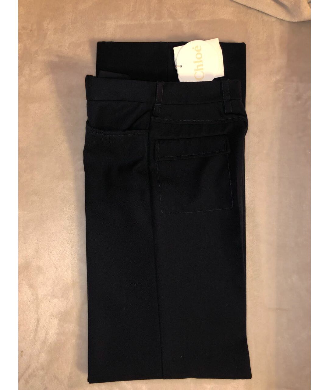 CHLOE Темно-синие шерстяные прямые брюки, фото 4