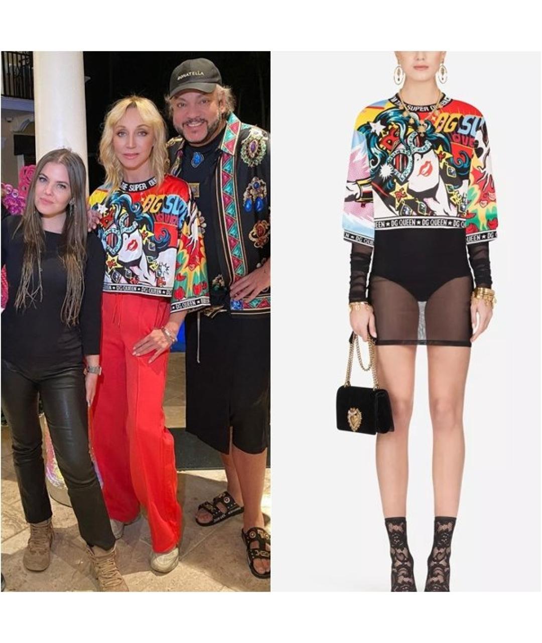 DOLCE&GABBANA Мульти полиэстеровая футболка, фото 7