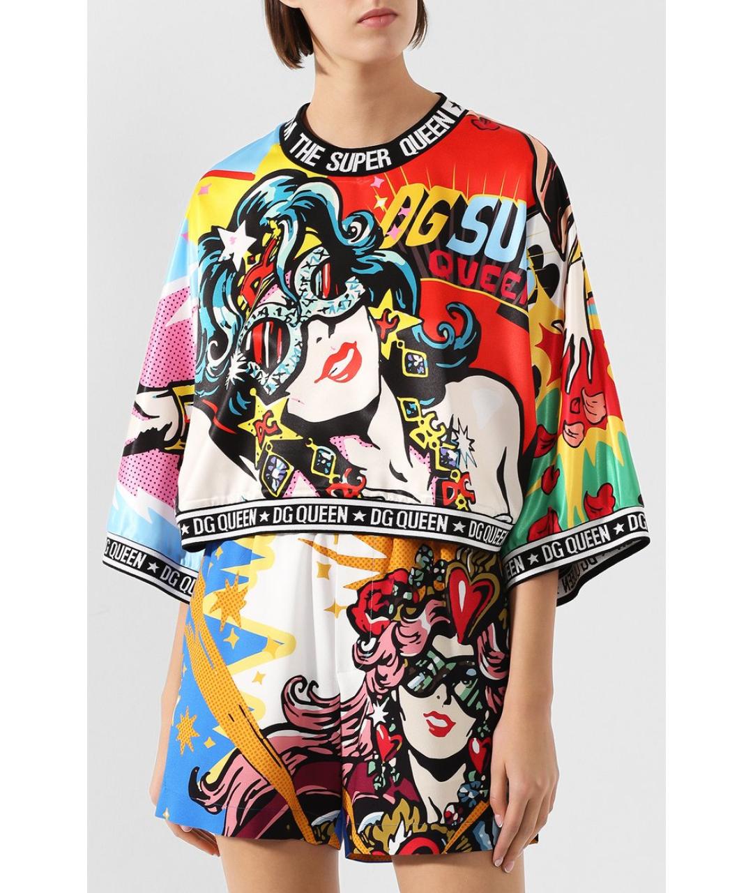 DOLCE&GABBANA Мульти полиэстеровая футболка, фото 3