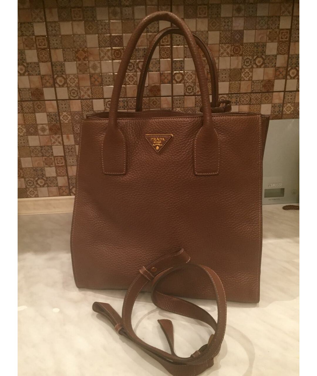PRADA Коричневая кожаная сумка тоут, фото 2