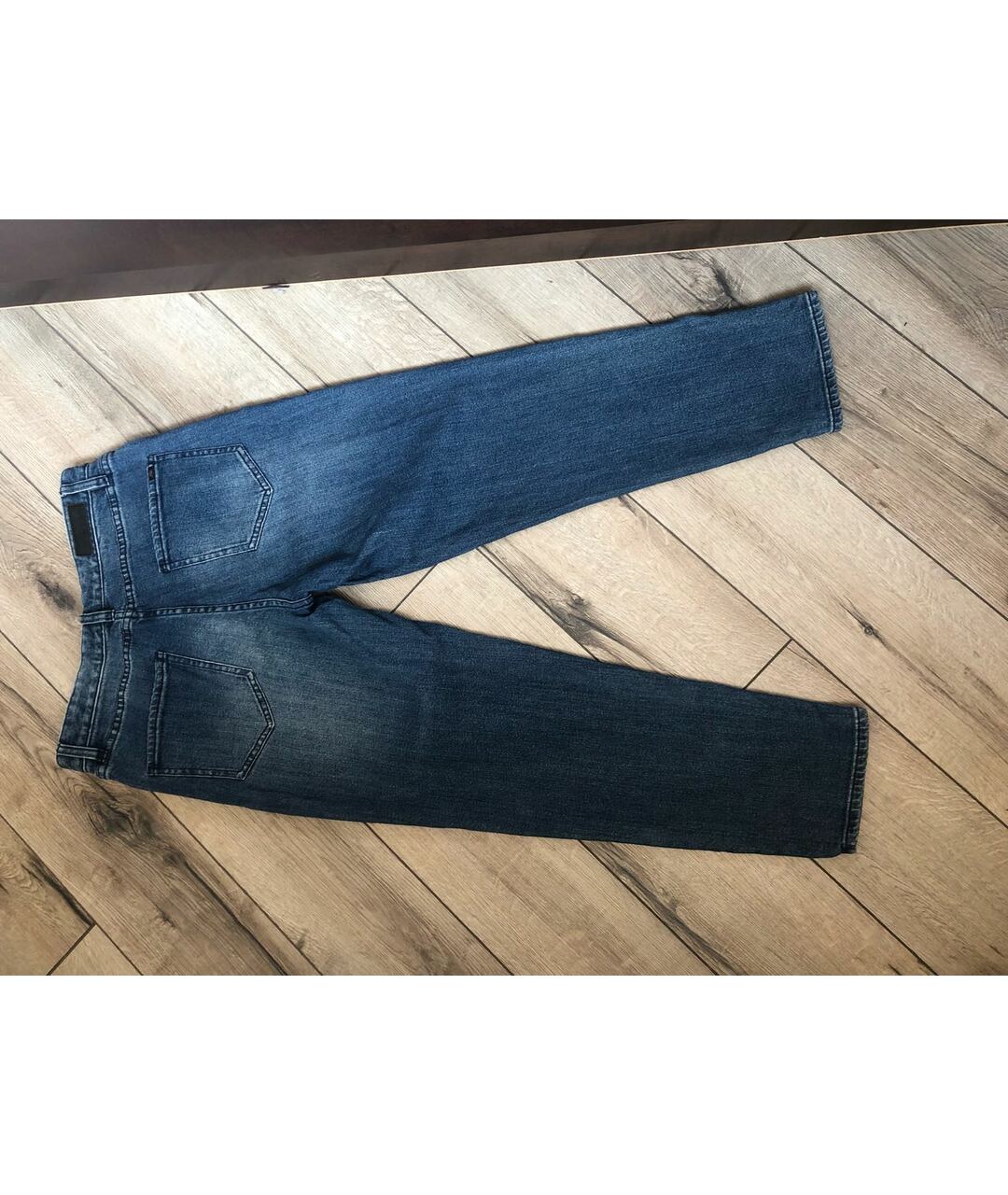 ARMANI EXCHANGE Синие хлопко-эластановые прямые брюки, фото 4