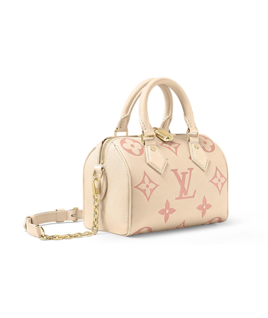 LOUIS VUITTON Бежевая кожаная сумка с короткими ручками, фото 3