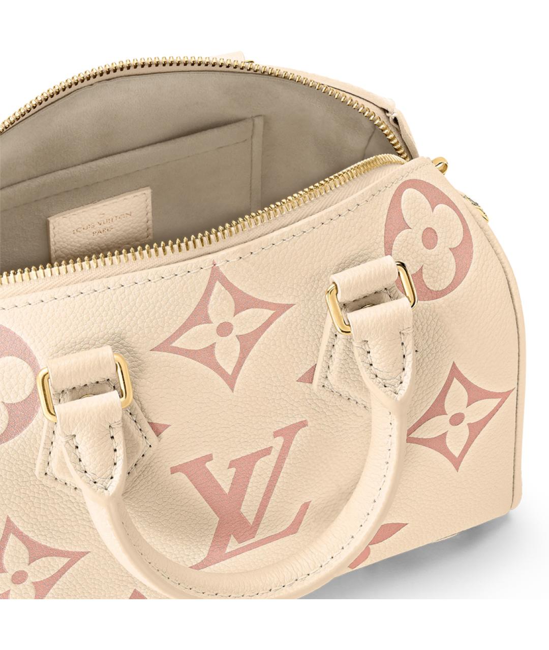 LOUIS VUITTON Бежевая кожаная сумка с короткими ручками, фото 5