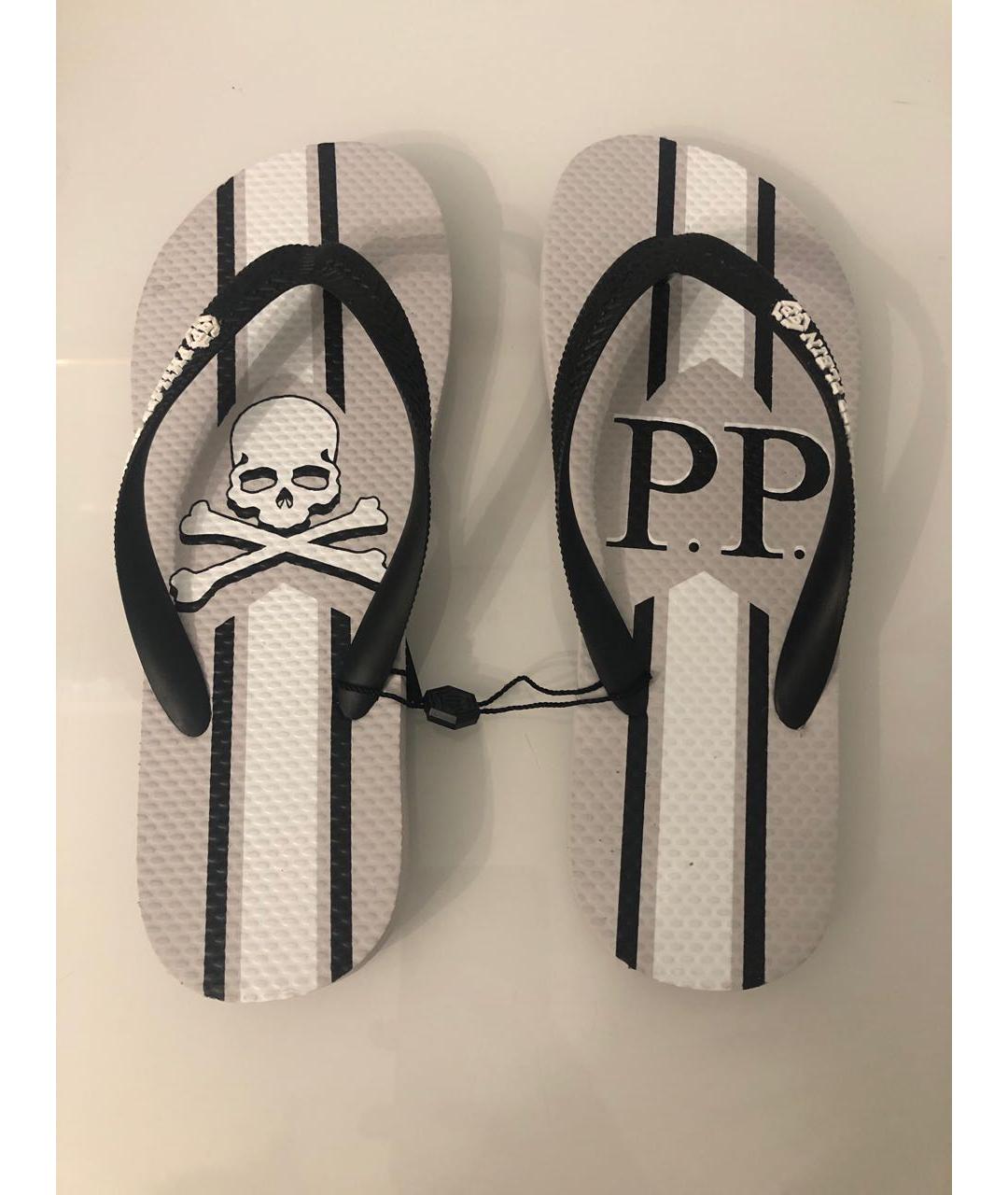 PHILIPP PLEIN Серые шлепанцы, фото 3