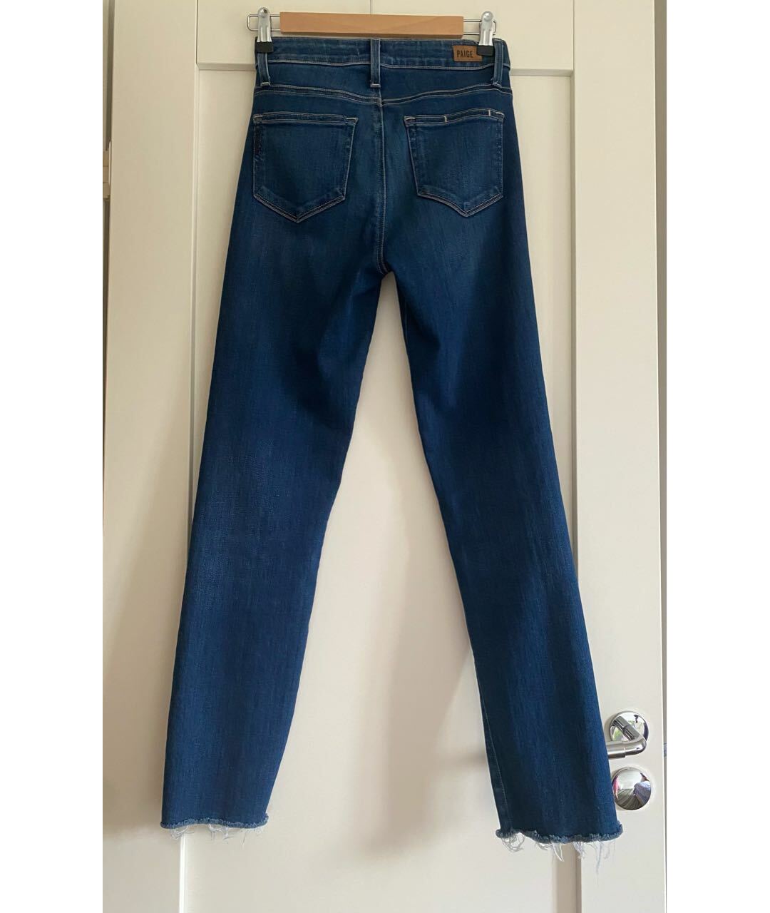 PAIGE Темно-синие хлопковые джинсы клеш, фото 2
