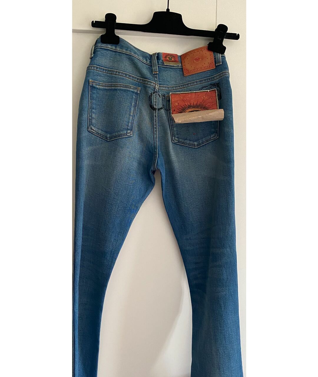 GUCCI Голубые хлопковые прямые джинсы, фото 5