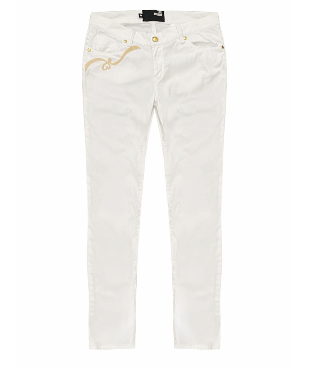LOVE MOSCHINO Белые хлопковые прямые брюки, фото 1