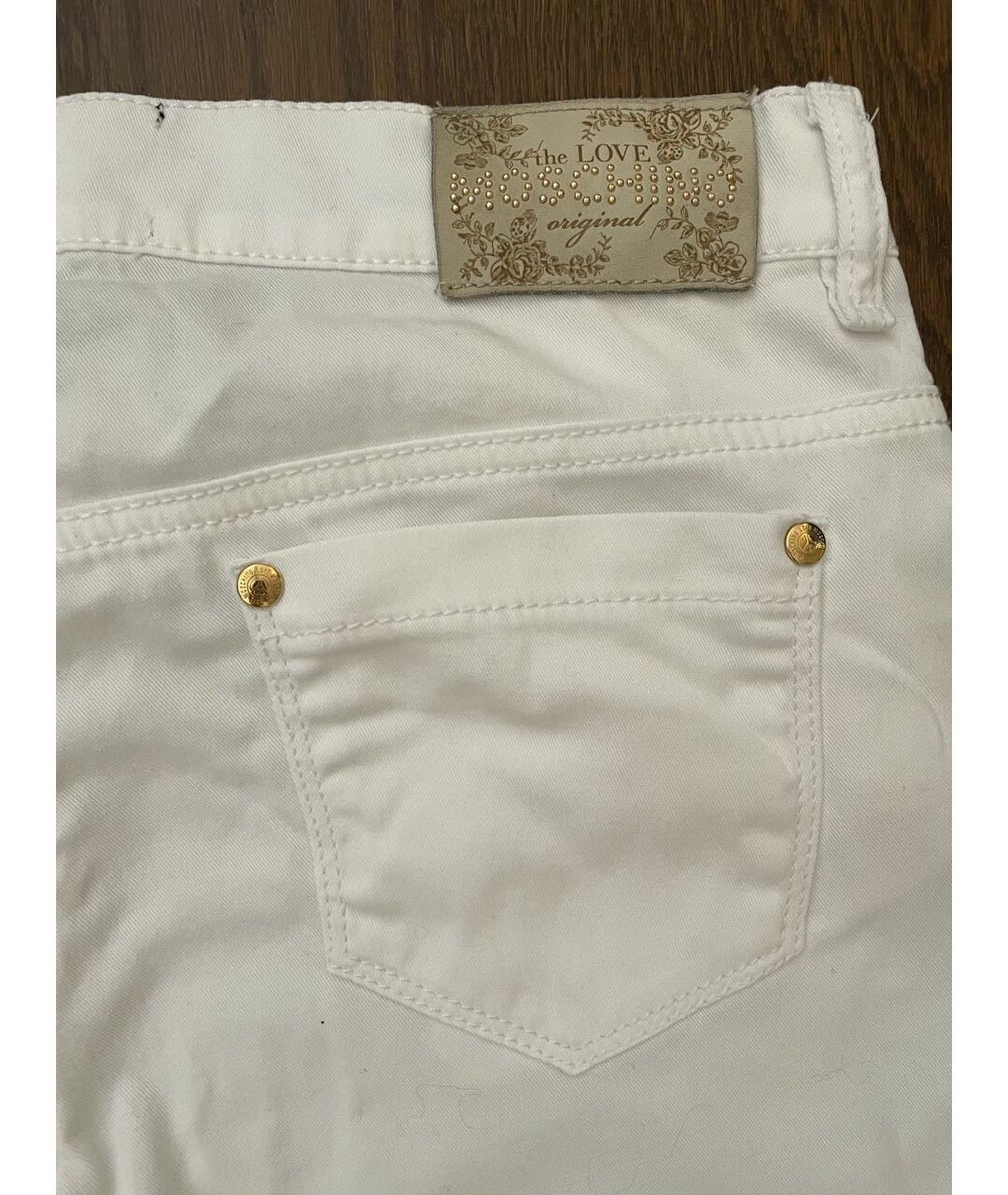 LOVE MOSCHINO Белые хлопковые прямые брюки, фото 6