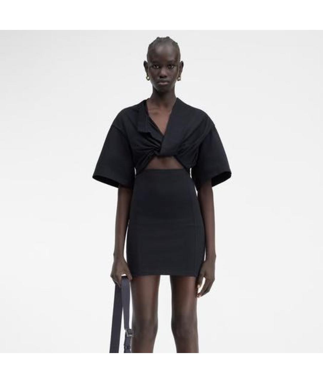 JACQUEMUS Черное хлопковое коктейльное платье, фото 2